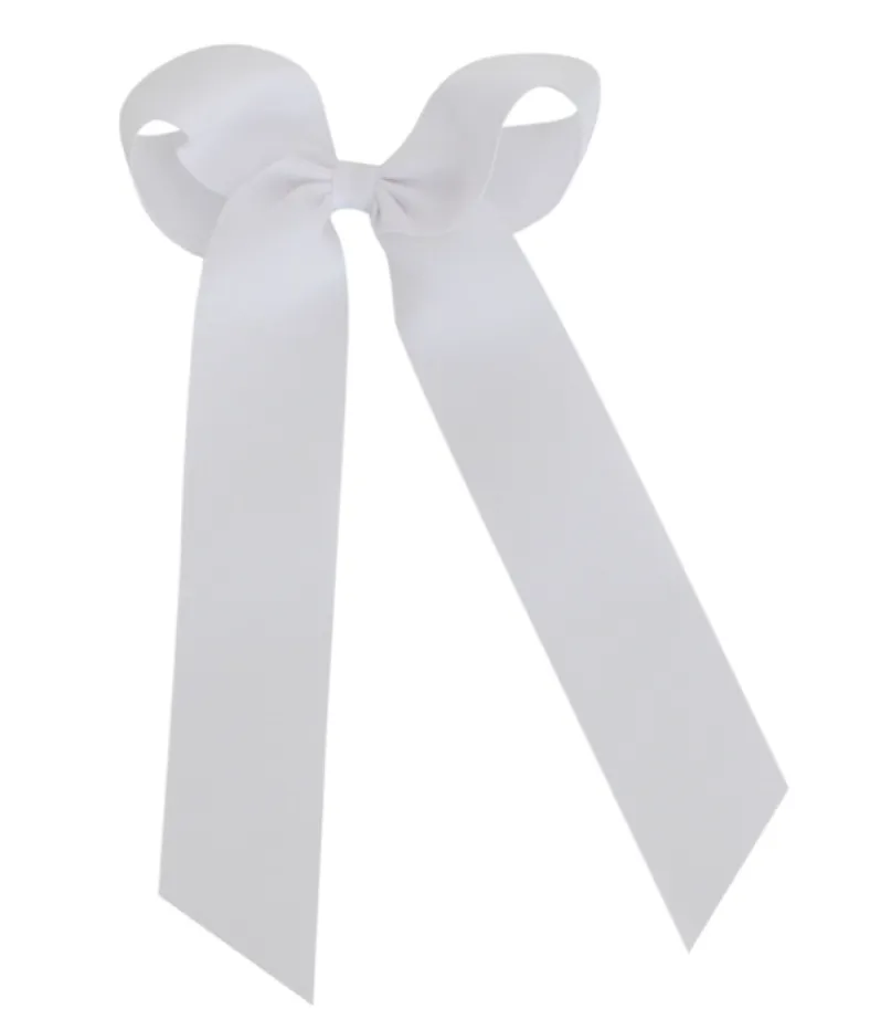 Long Tail Grosgrain Bow | White