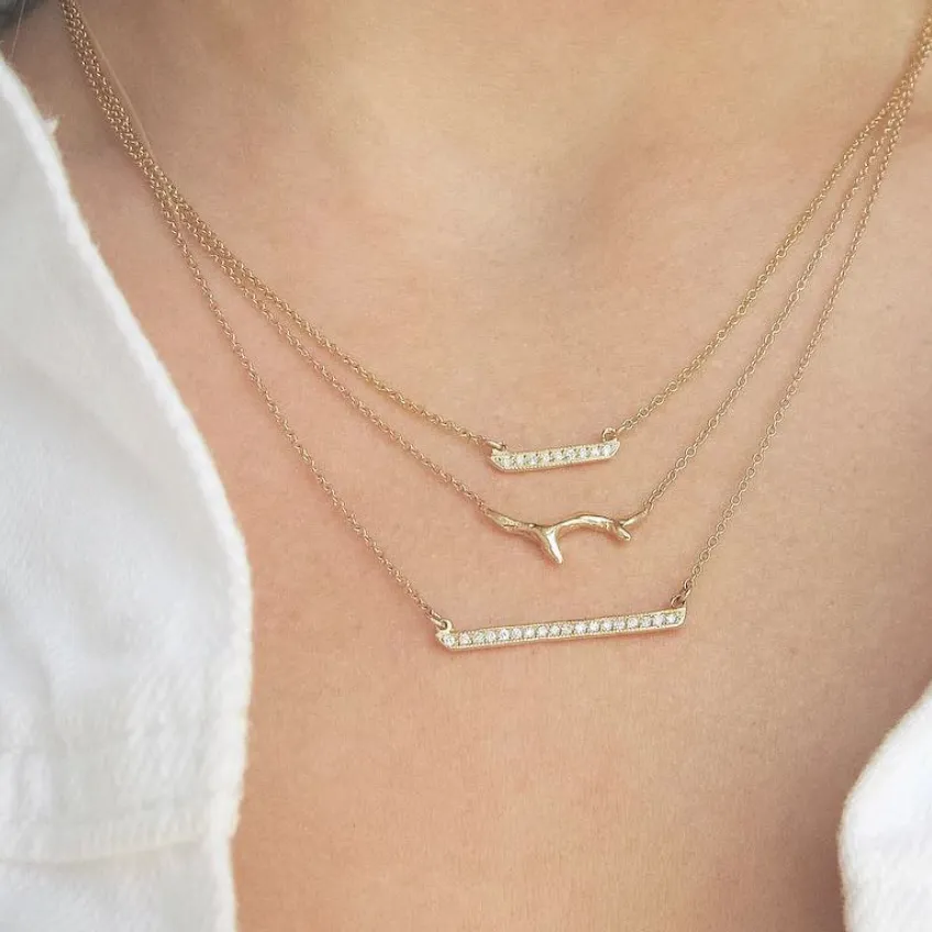 Mini Horizon White Diamond Necklace