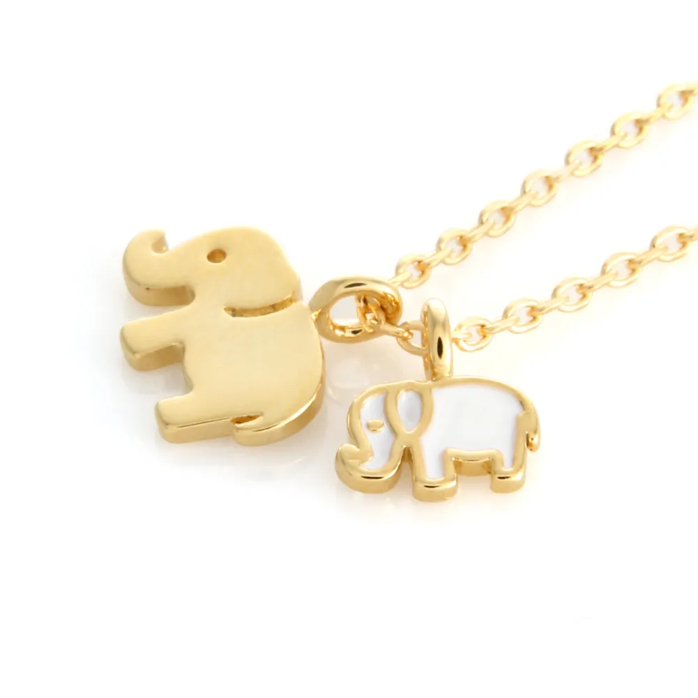 Mom and Baby Elephants Necklace