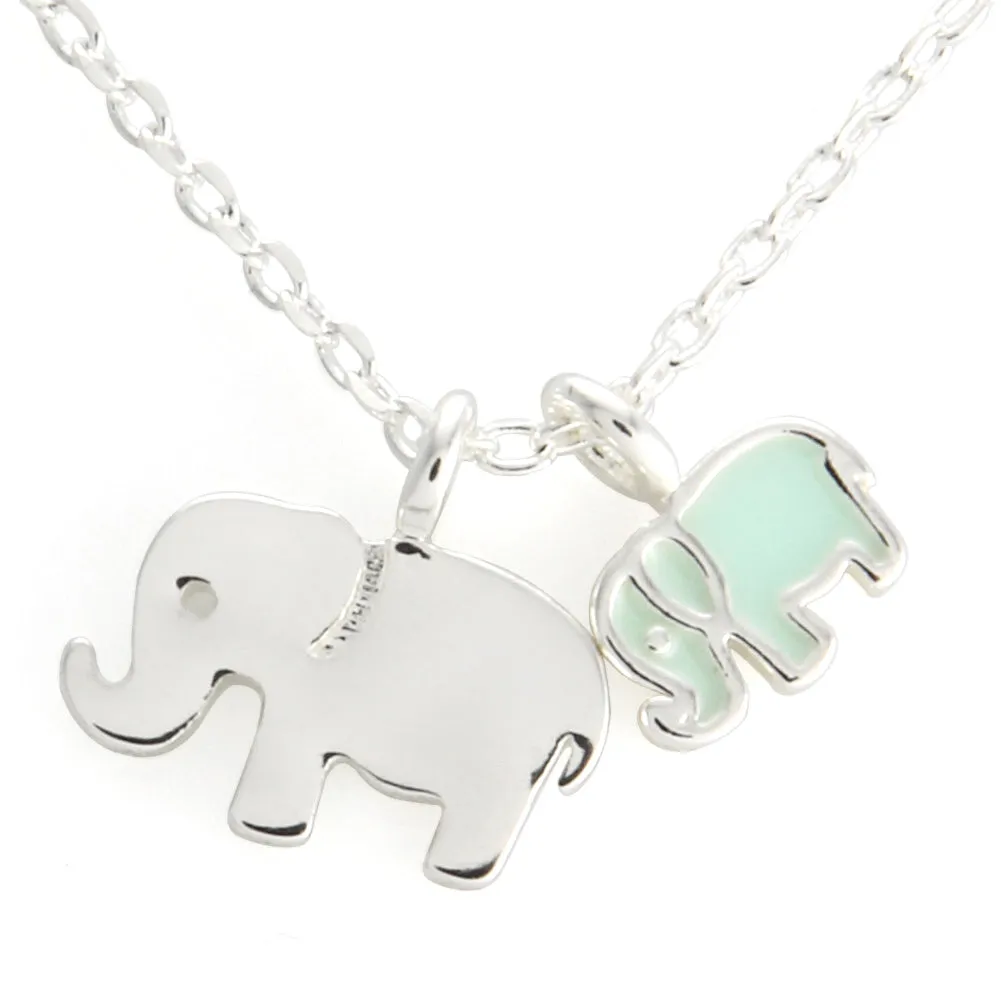 Mom and Baby Elephants Necklace