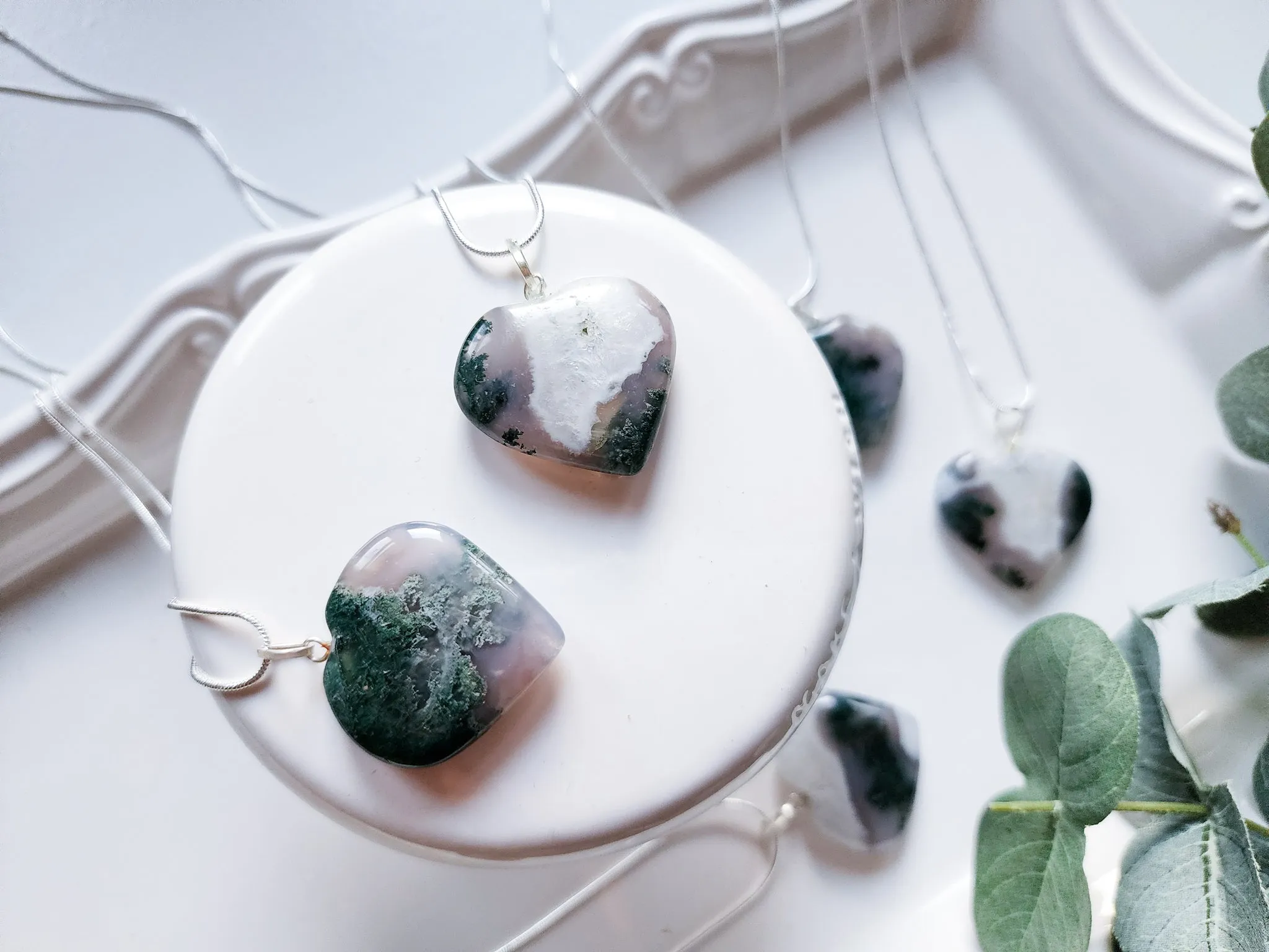 Moss Agate Heart Necklace