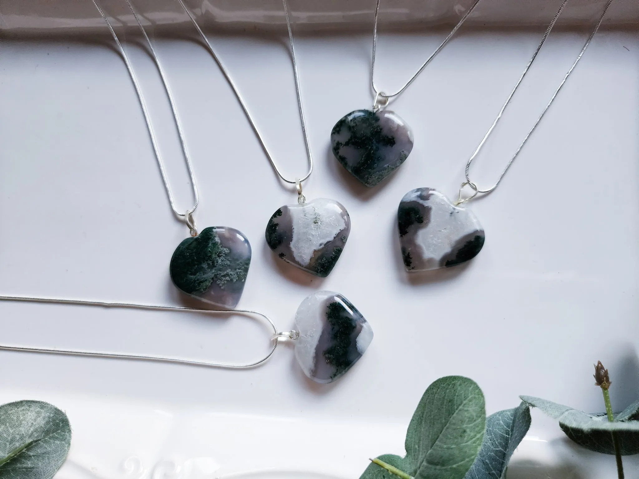 Moss Agate Heart Necklace