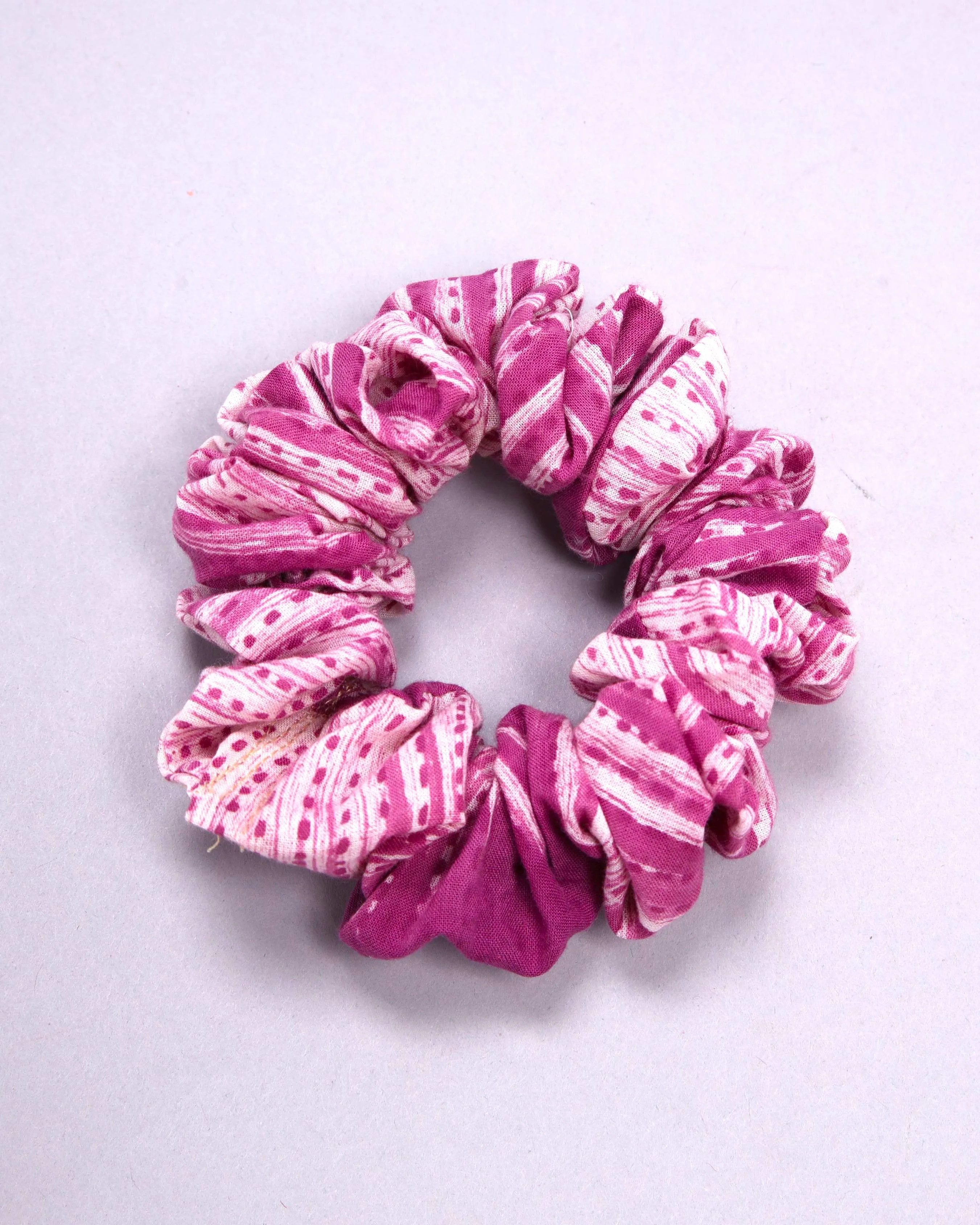 Orchid Bloom Cotton Handblock Scrunchie