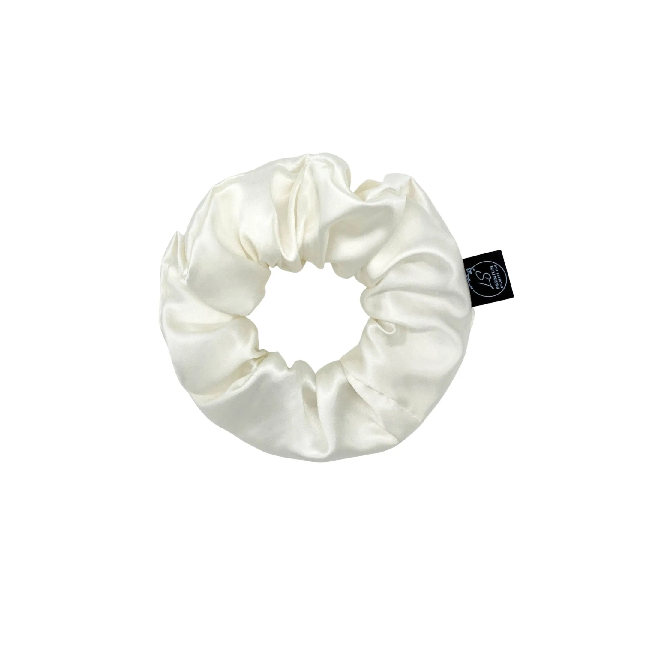 Premium Mulberry Silk Scrunchie - White - Large