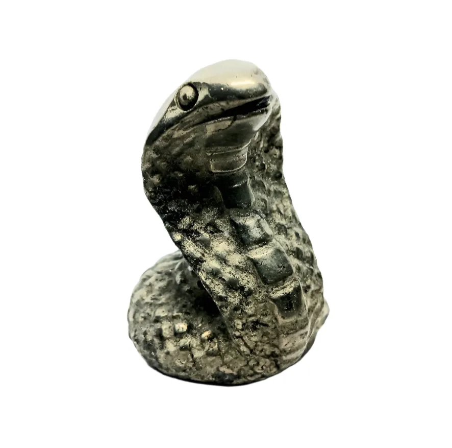 Pyrite Crystal Snake Carving