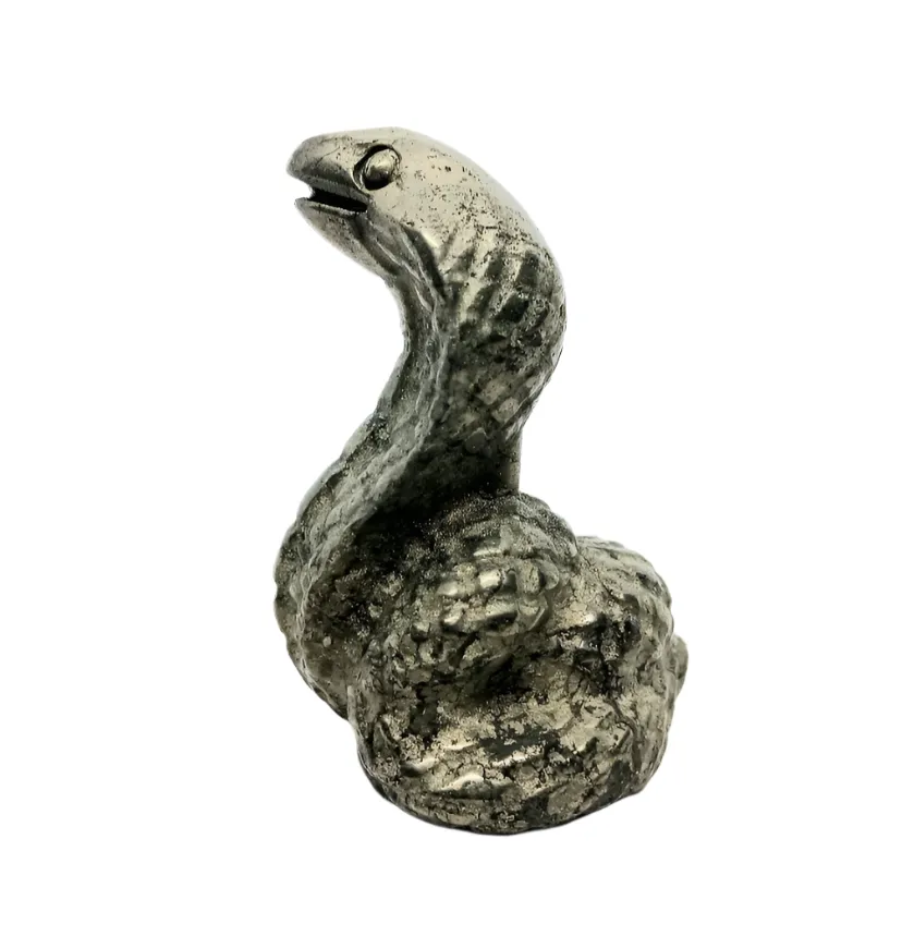 Pyrite Crystal Snake Carving