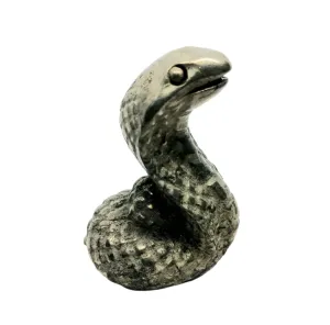 Pyrite Crystal Snake Carving