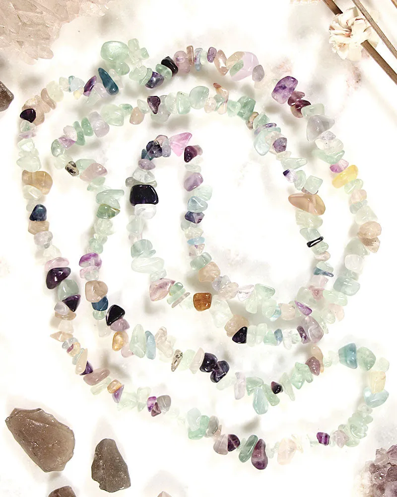 Rainbow Fluorite Chip Necklace 36"