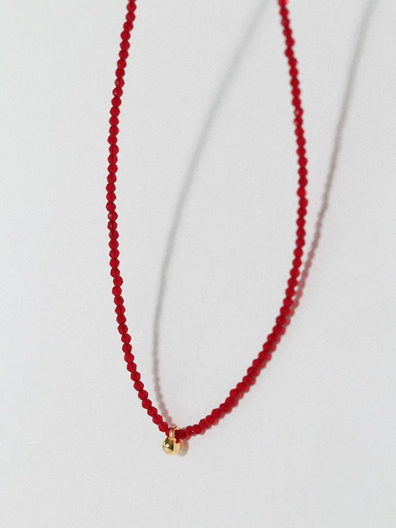 Red Spinels Small Gold Bean Necklaces