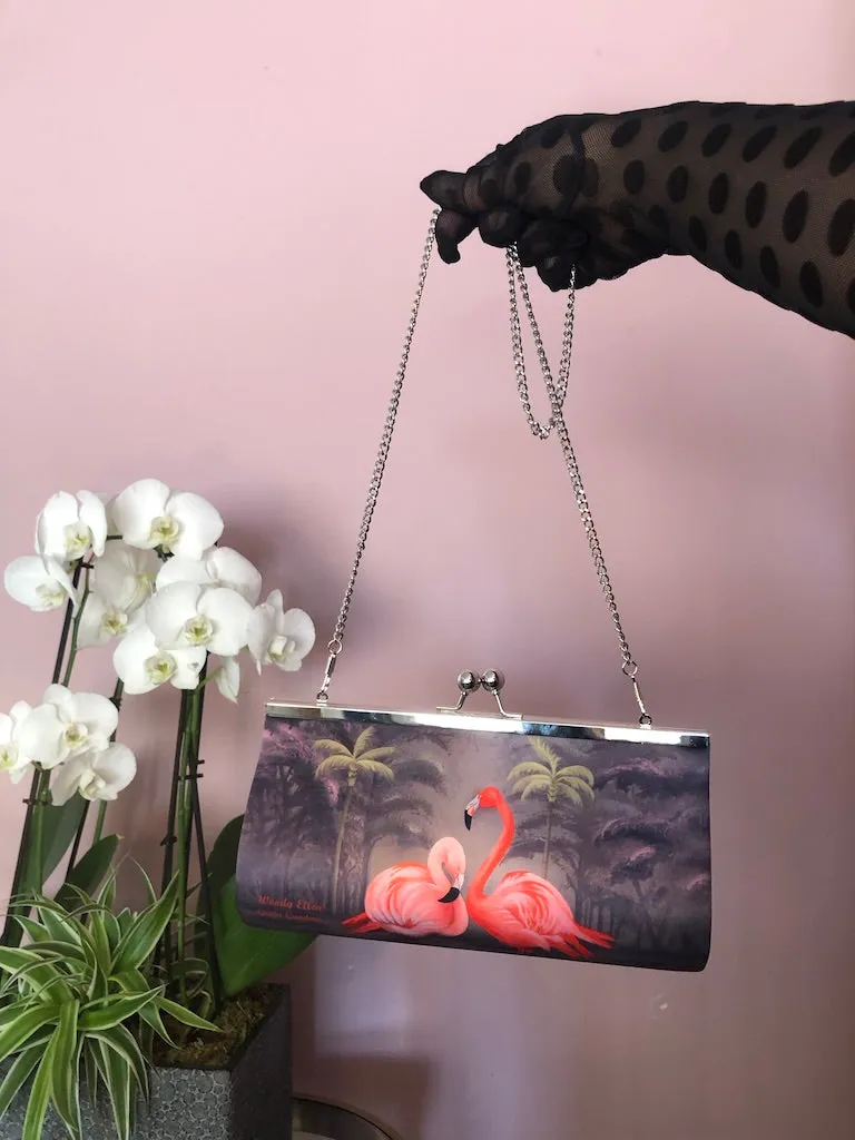 Retro clutch, clutch bag, Flamingo