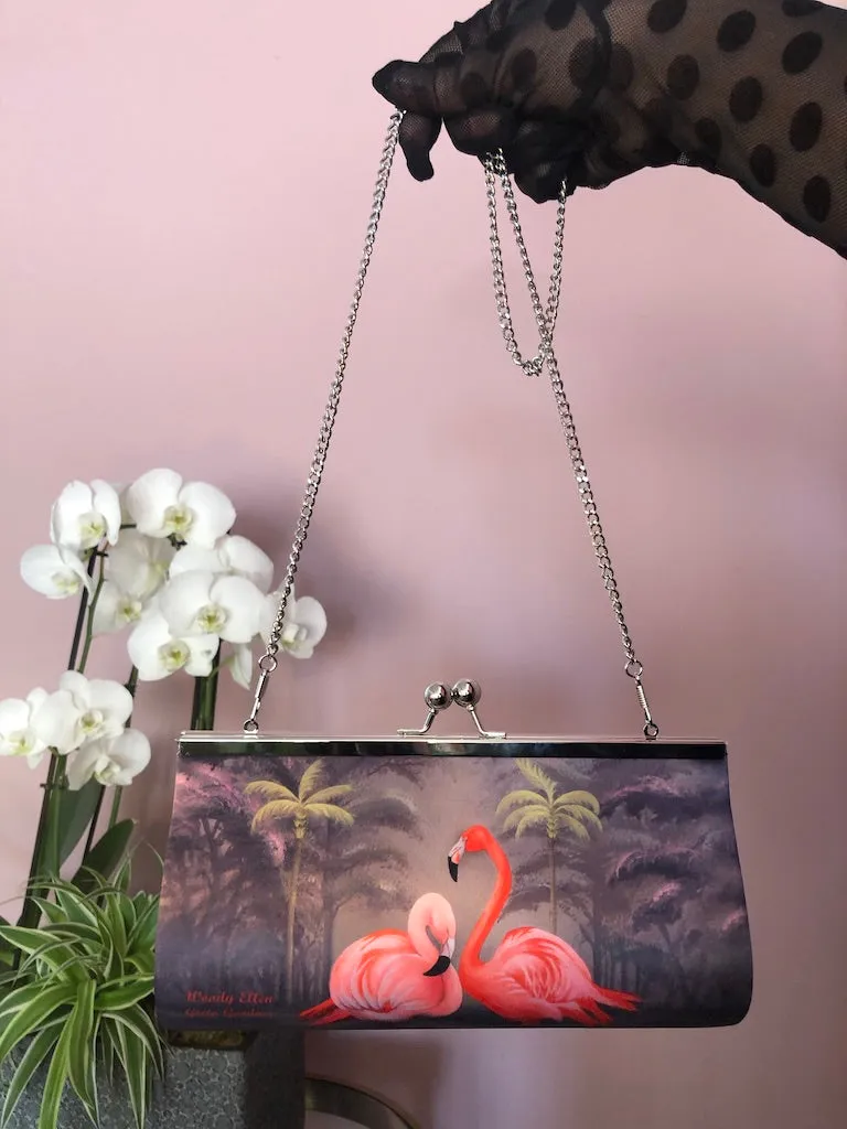 Retro clutch, clutch bag, Flamingo