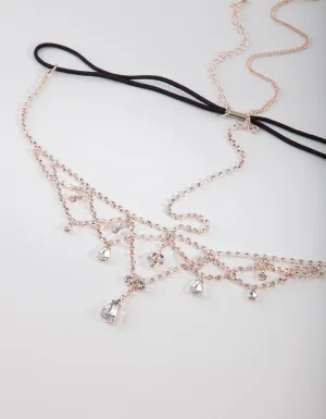 Rose Gold Crystal Jewel Drop Headchain