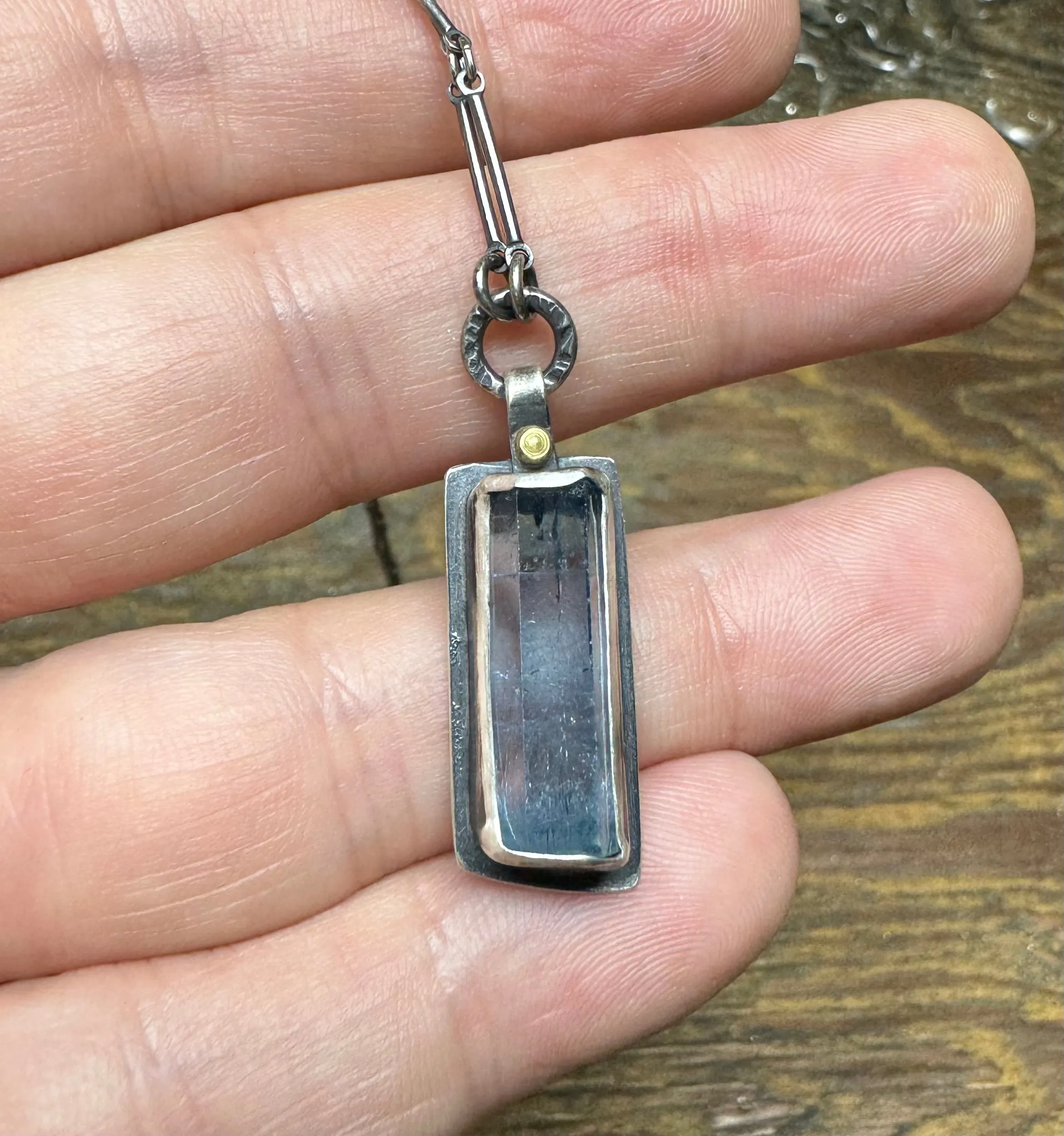 Rough Aquamarine crystal necklace