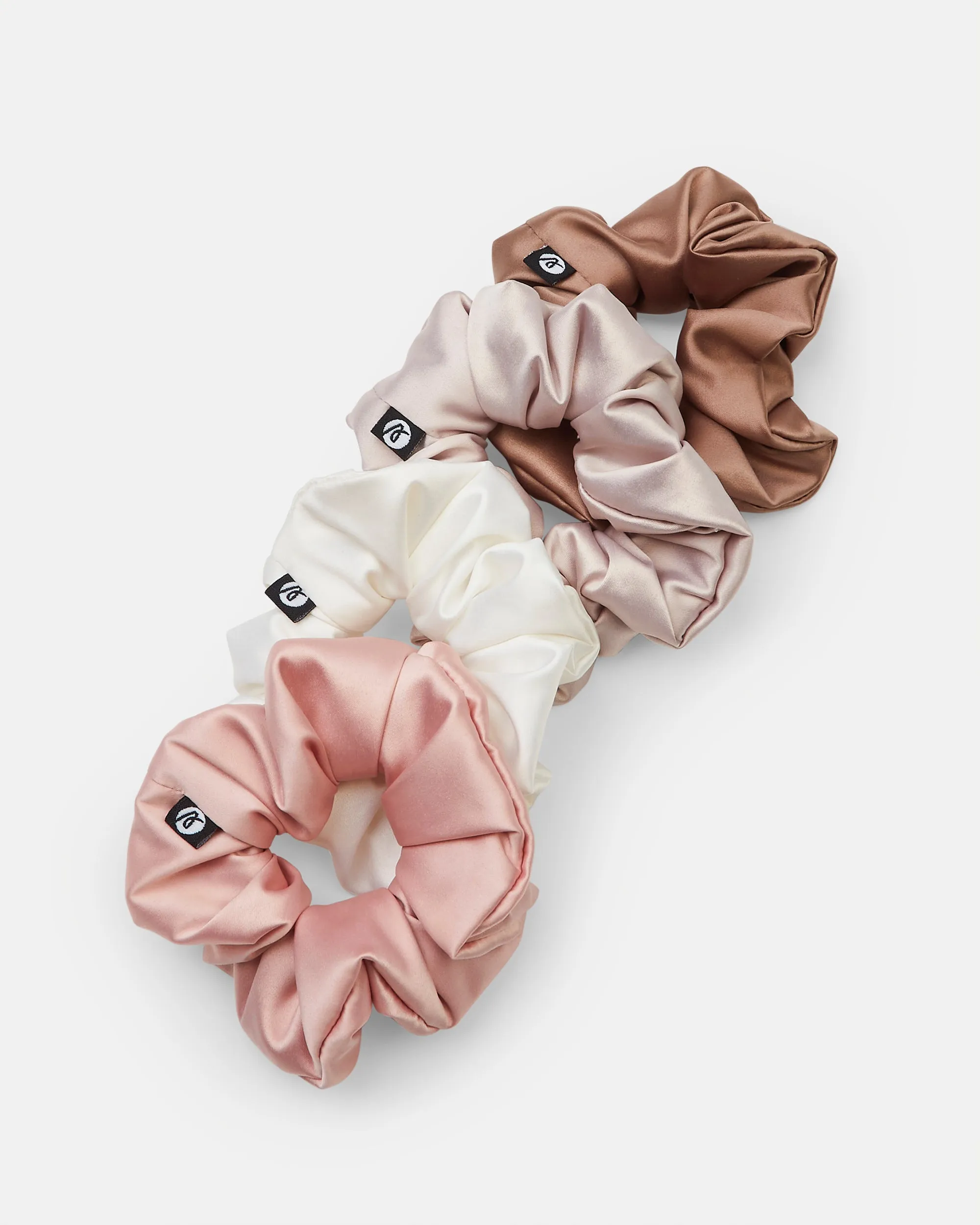 Scrunchie 4 Pack - White/Champagne/Pink/Mocha