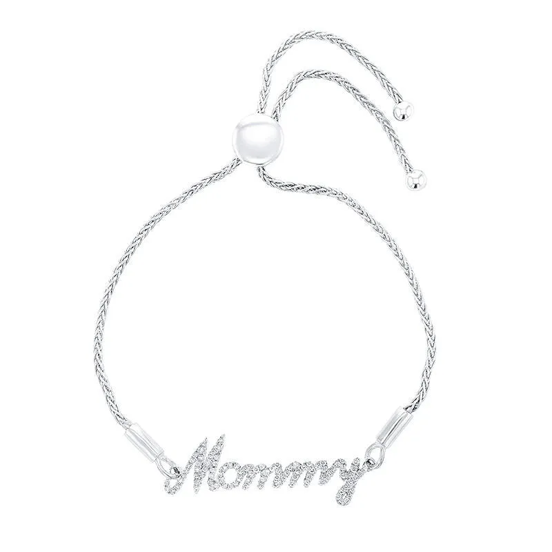 Silver Classic Mommy Diamond Bracelet