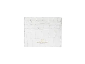 Single Card Holder Orinoco 'Croc' Print Calf Leather - White