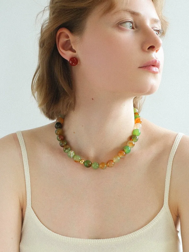 Summer Multicolor Onyx Beaded Necklace