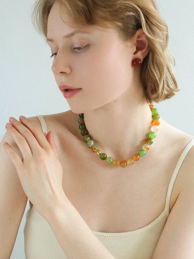 Summer Multicolor Onyx Beaded Necklace