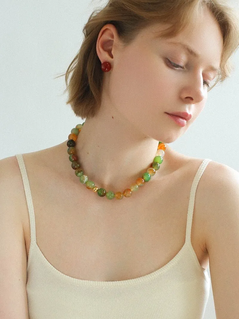 Summer Multicolor Onyx Beaded Necklace