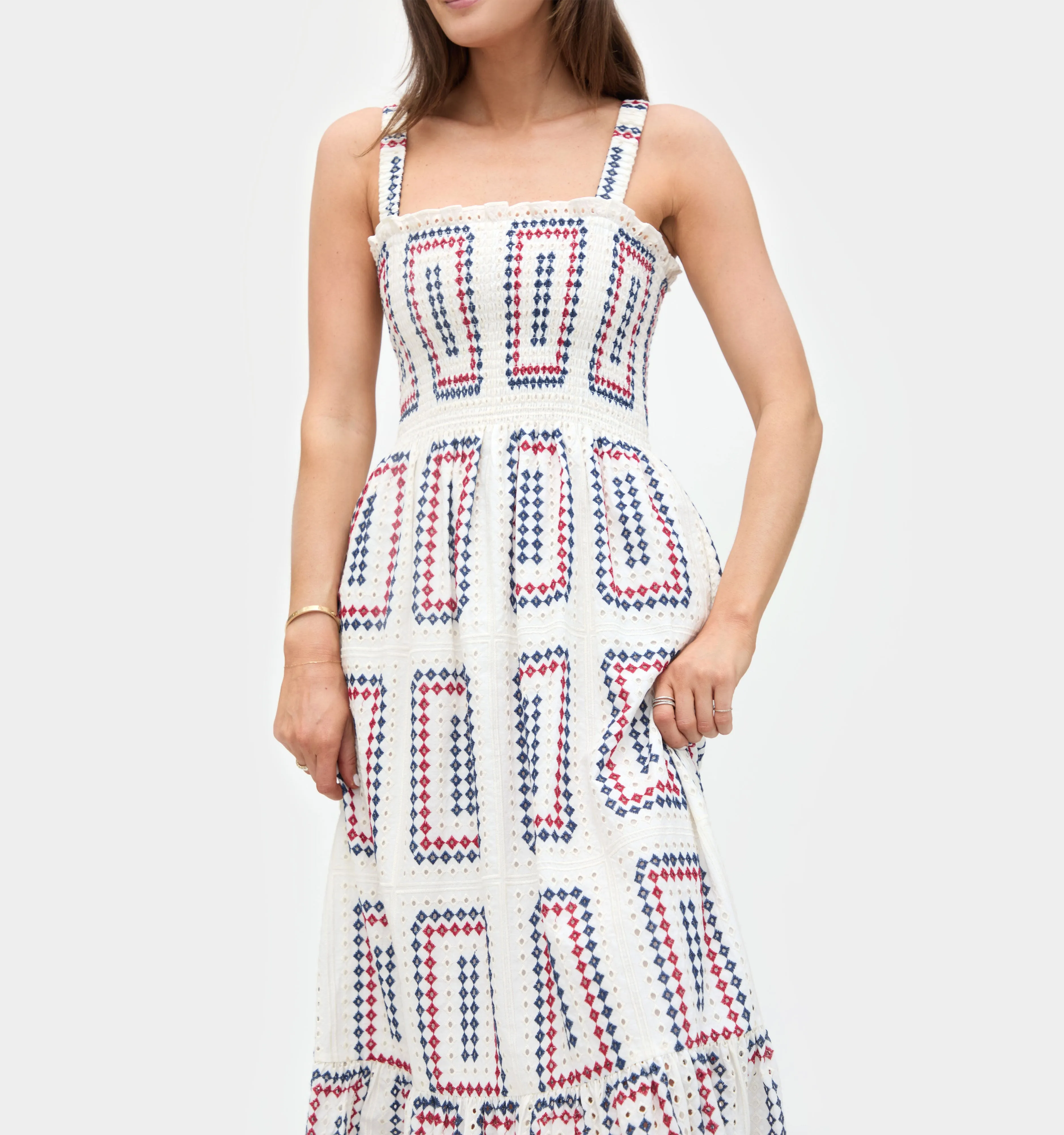 The Anjuli Nap Dress - Geo Eyelet