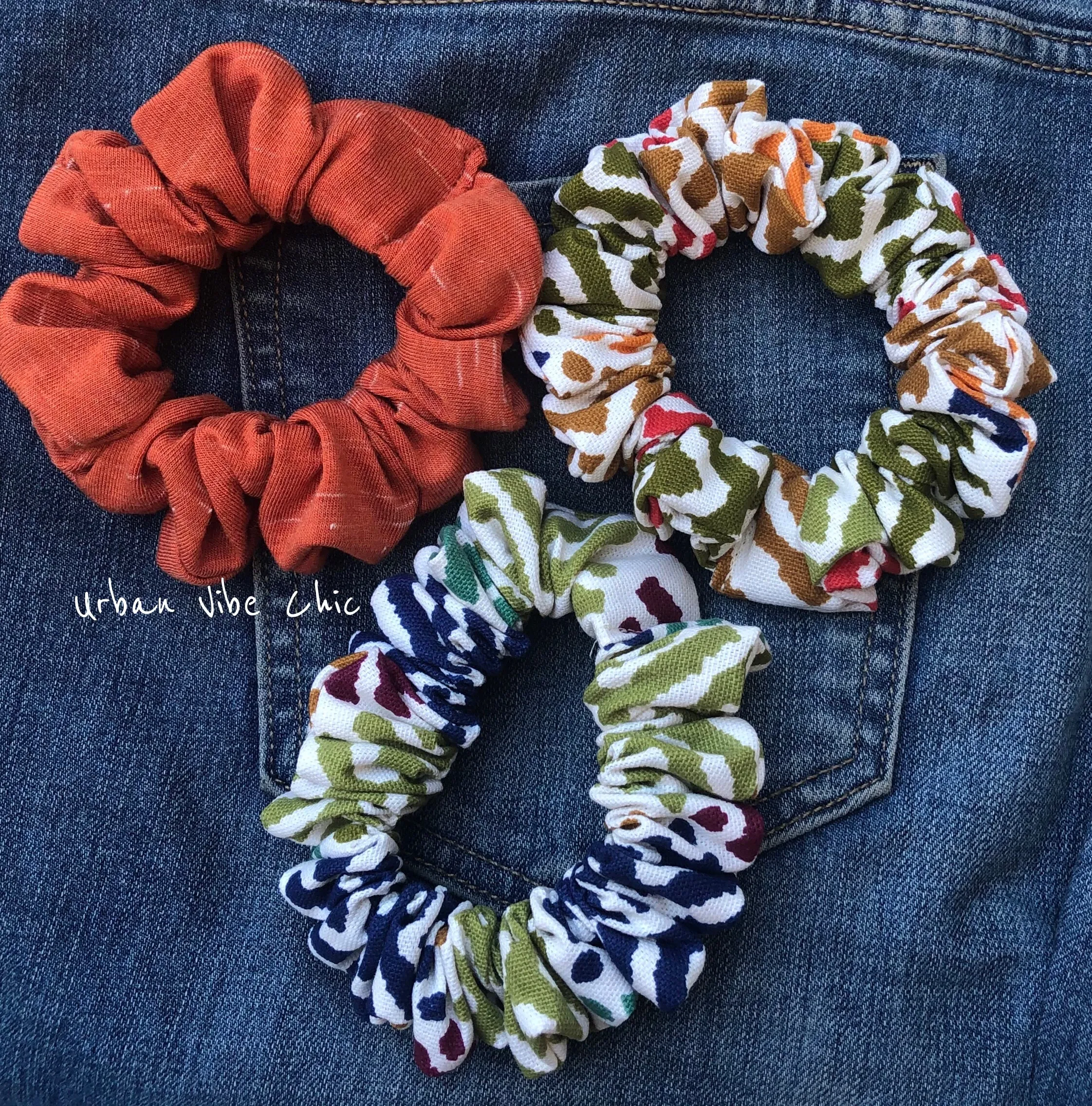 Unique Hair Scrunchies -  Cream & Olive