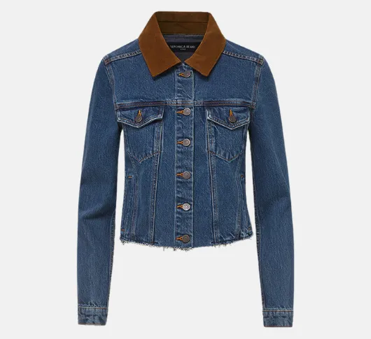 Veronica Beard - Cara Denim Jacket With Corduroy Collar in Thriller