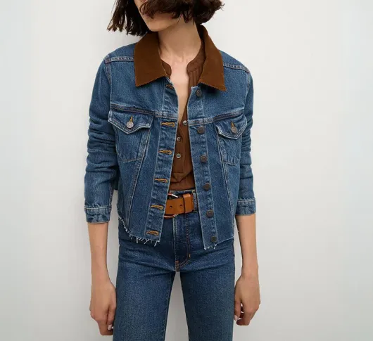 Veronica Beard - Cara Denim Jacket With Corduroy Collar in Thriller